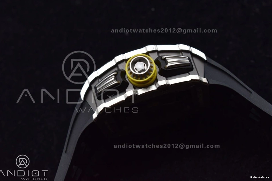 Crystal 1025 1:1 Edition A7750 RM011 Chrono Sophisticated Black on Dial Strap Rubber SS KVF Black V Best 0306